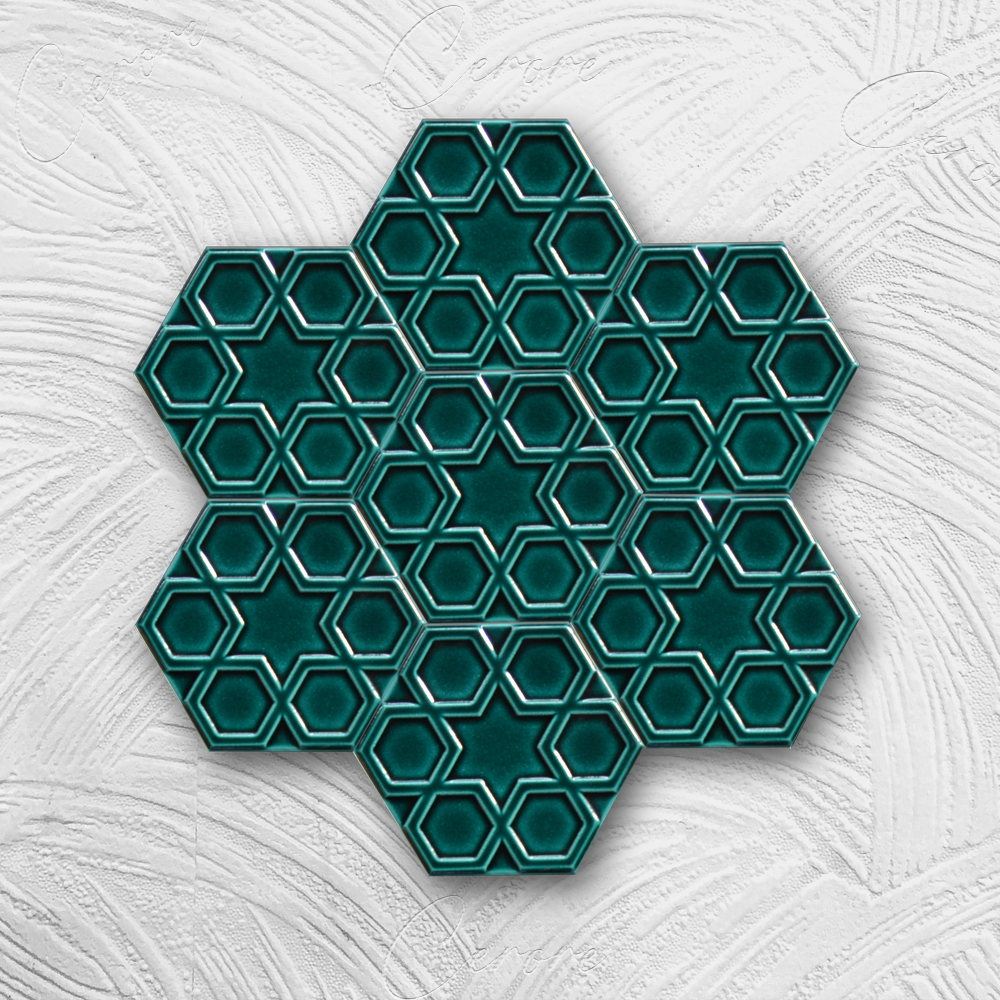Hexagon Tile Emerald Green Seljuk BORHOME CS-04-4