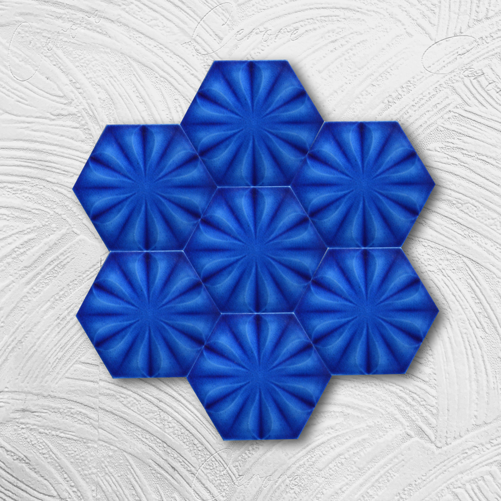Altıgen Karo Kobalt Çiçek BORHOME CS-01-2