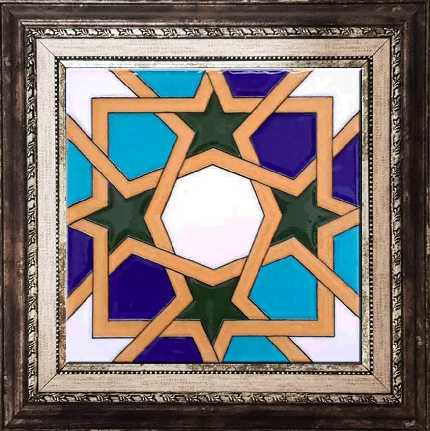 BORHOMEçini 20x20 cm SP 99 Geometrik Tunus desenli Kütahya çinisi