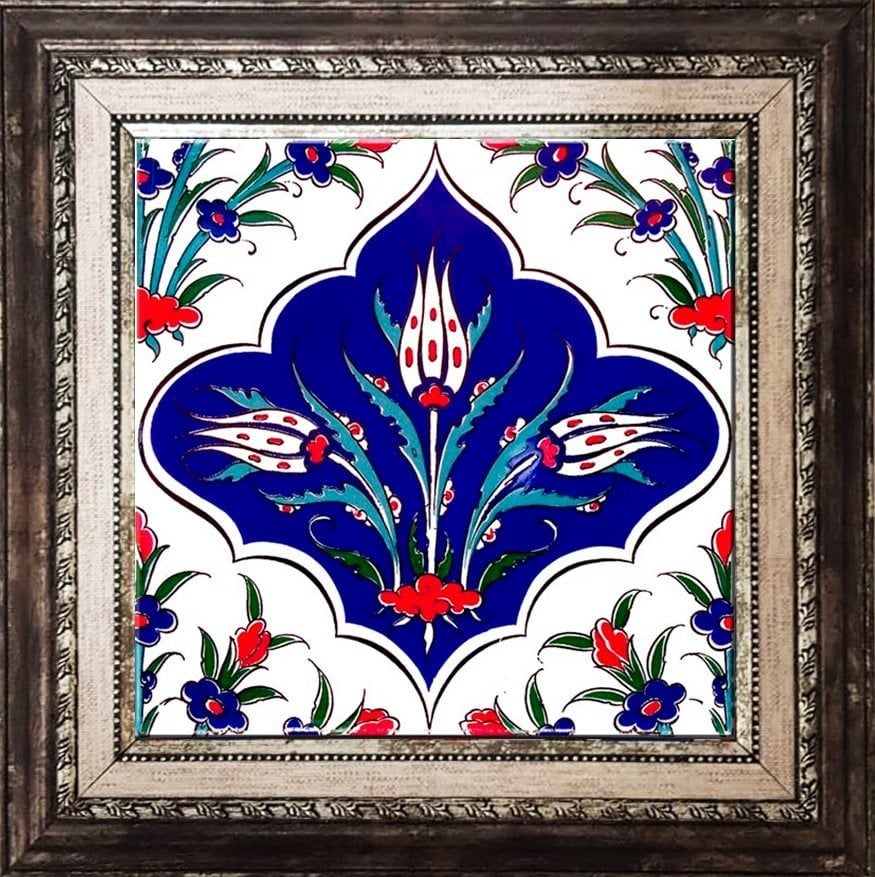 BORHOMEÇini 20x20 Cm Ac 45 Kütahya Çinisi İznik Desenli Çini Karo