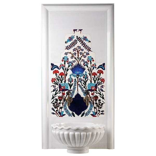 BORHOMEÇini 60x100 İznik Karanfil Türk Hamamı Çini Seramik Pano