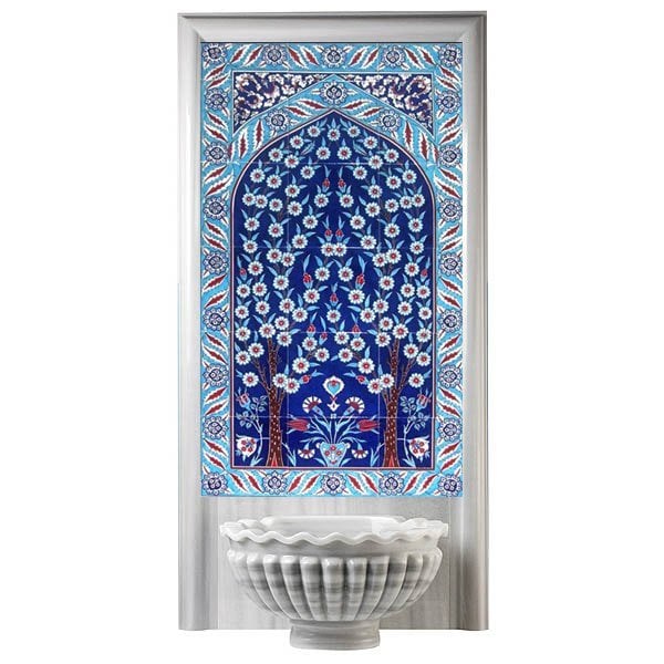 BORHOMEÇini 60x100 Kobalt hayat ağacı Türk Hamamı Çini Seramik Pano