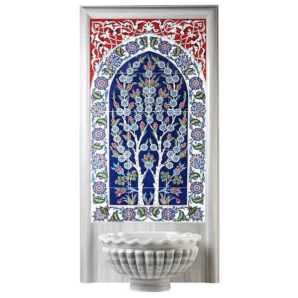 BORHOMEÇini 60x100 hayat ağacı Türk Hamamı Çini Seramik Pano