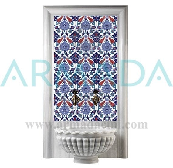 BORHOMEÇini 60x100 Cm Ac 4 İznik Lale Serigraf Türk Hamamı Pano