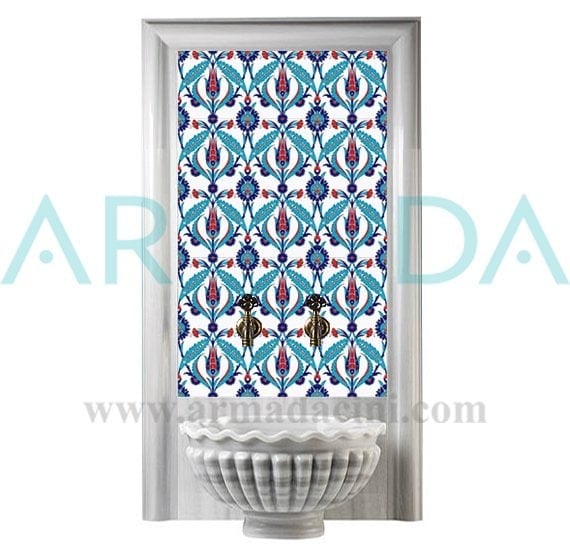 BORHOMEÇini 60x100 Cm Ac 2 Kırmızı Lale Serigraf Türk Hamamı Pano